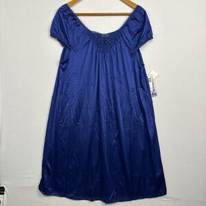 Lorraine Women's Medium Navy‎ Blue Nightgown Classy Sleeveless Nylon